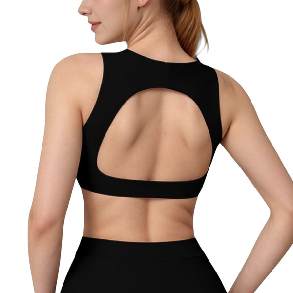 anna kaci Anna-Kaci Active Women's High Neck Sports Bra with Cutout Back Detail and Wide Underband for Medium Support