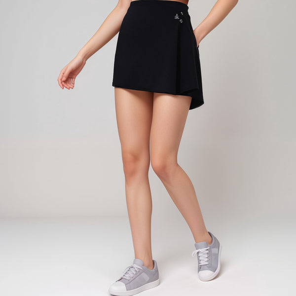 Anna Kaci Anna-Kaci Active Women's High Waist Active Skirt With Overlapping Front Panel And Subtle Side Eyelet Detail