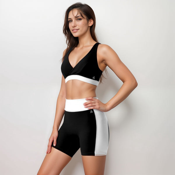 Anna Kaci Anna-Kaci Active Women's High Waist Color Block Biker Shorts