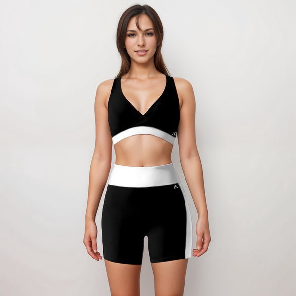 Anna Kaci Anna-Kaci Active Women's High Waist Color Block Biker Shorts