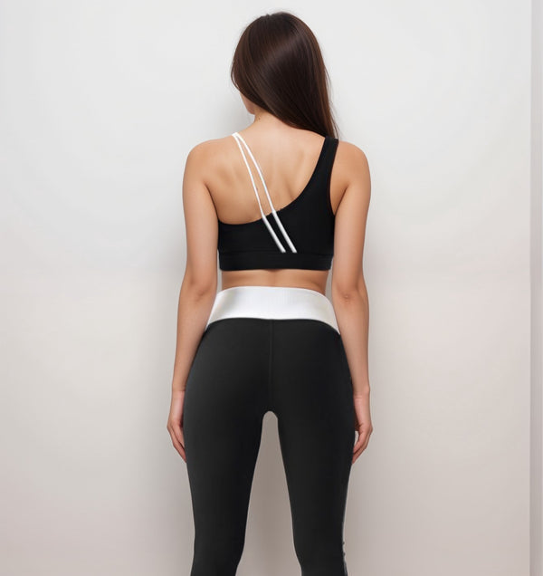 Anna Kaci Anna-Kaci Active Women's High Waist Color Block Leggings With Contrast Panel Design