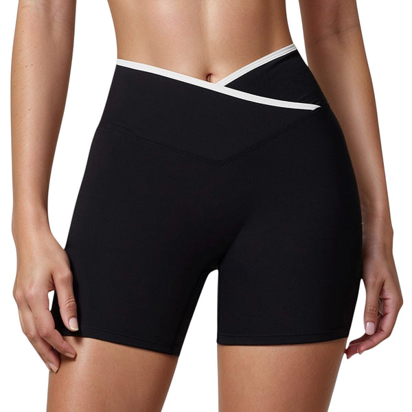 anna kaci Anna-Kaci Active Women's High Waist Crossover Athletic Shorts with Stretch Fabric and Flattering V Front Waistband