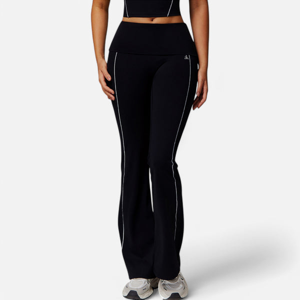 Anna Kaci Anna-Kaci Active Women's High Waist Flared Leggings With Contrast Seam Detail And Stretch Fabric
