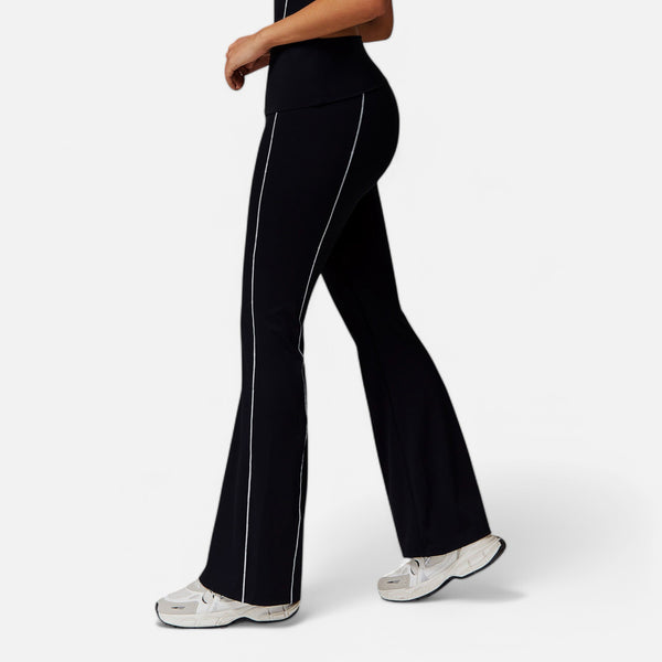 anna kaci Anna-Kaci Active Women's High Waist Flared Leggings with Contrast Seam Detail and Stretch Fabric