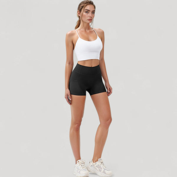 Anna Kaci Anna-Kaci Active Women's High Waist Workout Shorts With Side Pockets And Seam-Contoured Fit For Flexible Movement