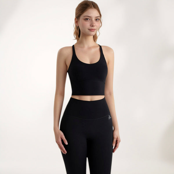Anna Kaci Anna-Kaci Active Women's Longline Sports Bra With Scoop Neck And Thin Strap Design For Yoga And Low Impact Workouts