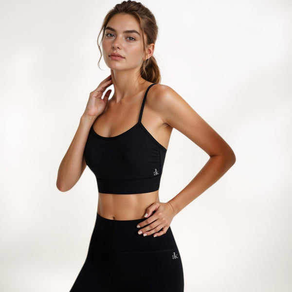 Anna Kaci Anna-Kaci Active Women's Longline Sports Bra With Spaghetti Straps And Scoop Neck For Light Support Yoga And Lounge