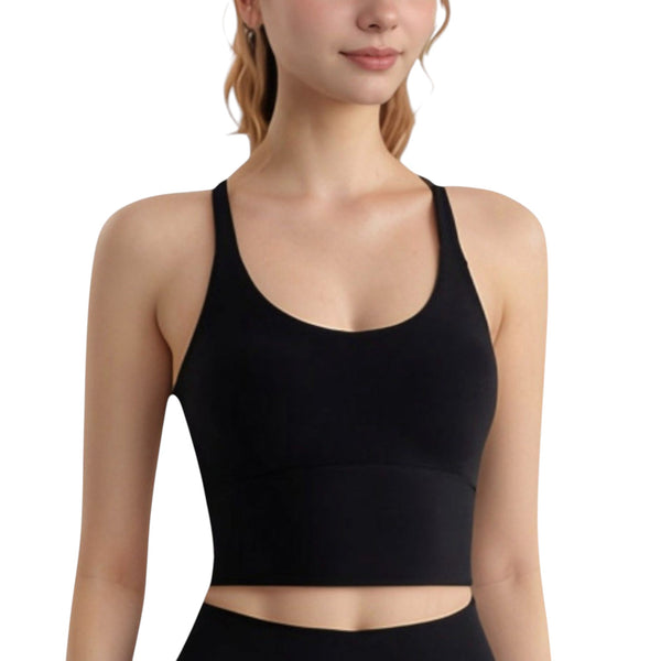 anna kaci Anna-Kaci Active Women's Longline Sports Bra with Scoop Neck and Thin Strap Design for Yoga and Low Impact Workouts