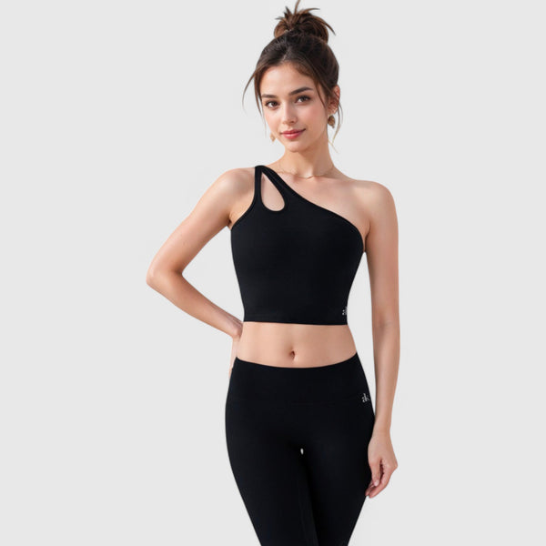 Anna Kaci Anna-Kaci Active Women's One Shoulder Cutout Athletic Crop Top