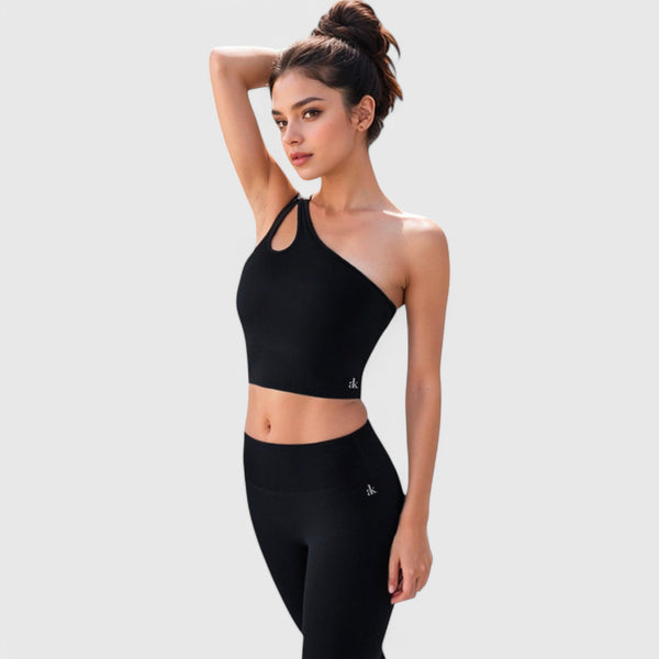 Anna Kaci Anna-Kaci Active Women's One Shoulder Cutout Athletic Crop Top