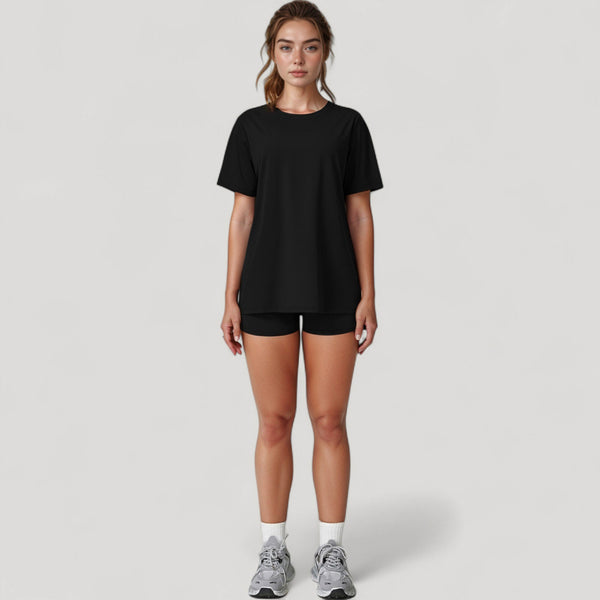 Anna Kaci Anna-Kaci Active Women's Relaxed Fit Crew Neck T-Shirt With Short Sleeves And Soft Stretch Fabric For Everyday Comfort