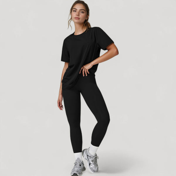 Anna Kaci Anna-Kaci Active Women's Relaxed Fit Crew Neck T-Shirt With Short Sleeves And Soft Stretch Fabric For Everyday Comfort