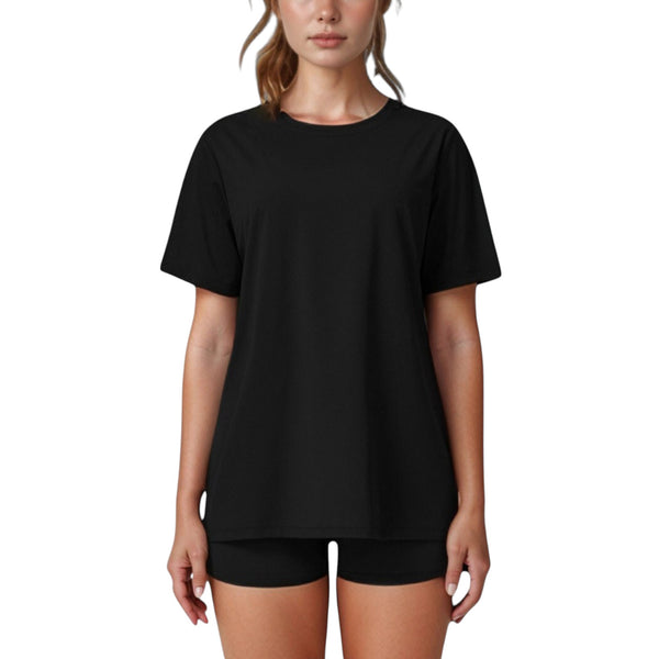 anna kaci Anna-Kaci Active Women's Relaxed Fit Crew Neck T-Shirt with Short Sleeves and Soft Stretch Fabric for Everyday Comfort