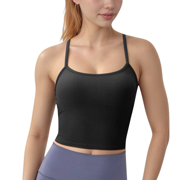 anna kaci Anna-Kaci Active Women's Ribbed Cropped Tank with Strappy Back and Stretch Fit for Lightweight Layering