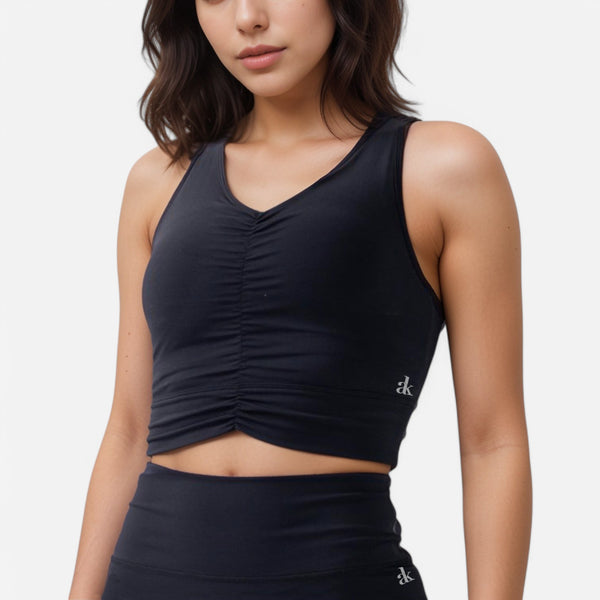 anna kaci Anna-Kaci Active Women's Ruched Front Sports Tank with Stretchy Shoulder Straps