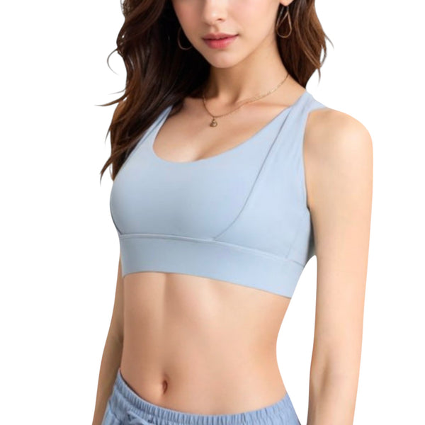 anna kaci Anna-Kaci Active Women's Scoop Neck Active Sports Bra with Wide Adjustable Straps and Seam Detailing