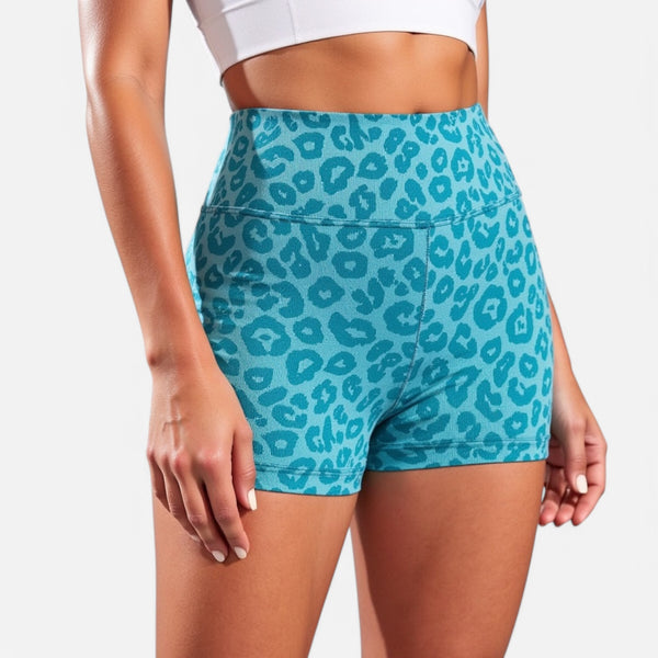 anna kaci Anna-Kaci Active Women's Seamless Leopard Print Biker Shorts with High Waist and Scrunch Detail