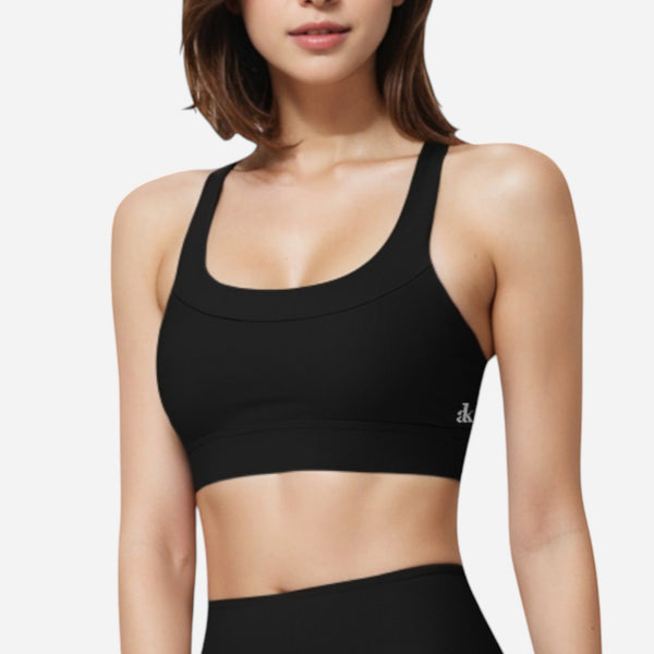 anna kaci Anna-Kaci Active Women's Seamless Ribbed Sports Bra with Scoop Neck and Wide Straps