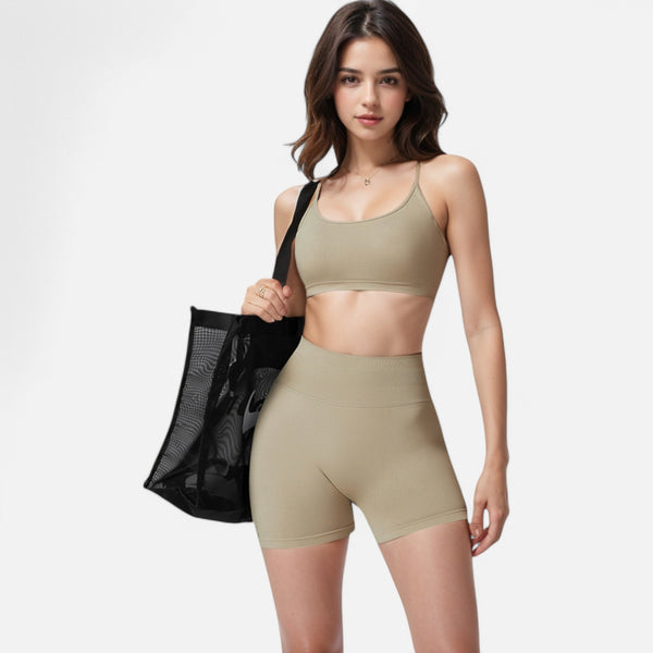 Anna Kaci Anna-Kaci Active Women's Seamless Sports Bra With Scoop Neck And Thin Fixed Straps