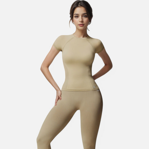 Anna Kaci Anna-Kaci Active Women's Short Sleeve Seamless Fitted Tee With Crew Neck And Stretch Fabric