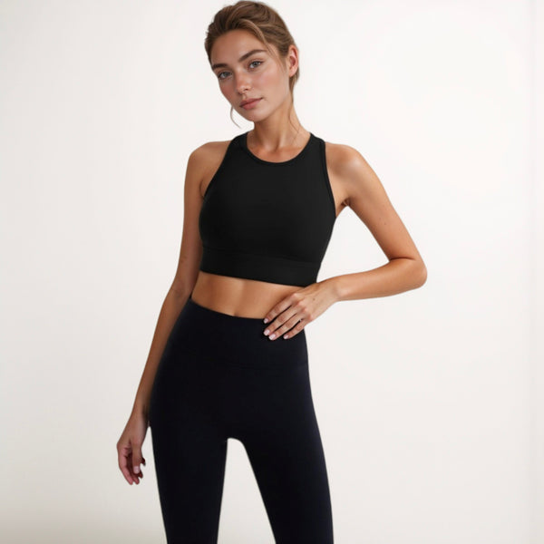 Anna Kaci Anna-Kaci Active Women's Sports Bra With Double Strap Detail And Wide Hem Band For Medium Support