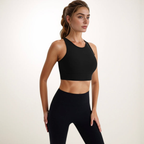 Anna Kaci Anna-Kaci Active Women's Sports Bra With Double Strap Detail And Wide Hem Band For Medium Support