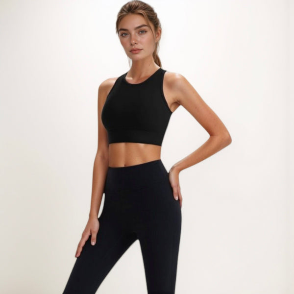 Anna Kaci Anna-Kaci Active Women's Sports Bra With Double Strap Detail And Wide Hem Band For Medium Support