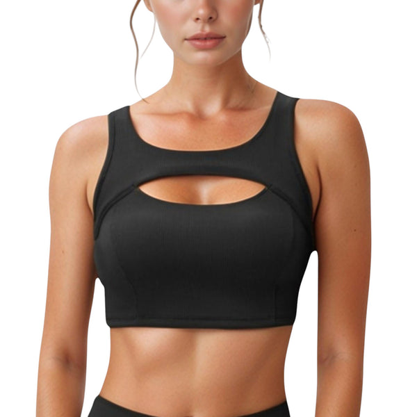 anna kaci Anna-Kaci Active Women's Sports Bra with Scoop Neck and Front Cutout Design for Low to Medium Impact Workouts
