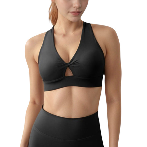 anna kaci Anna-Kaci Active Women's Twist Front Sports Bra with Keyhole Cutout and Wide Shoulder Straps