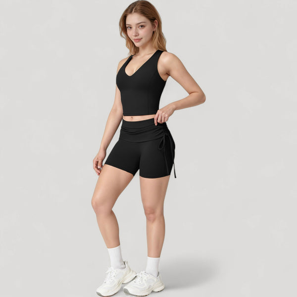 Anna Kaci Anna-Kaci Active Women's V-Neck Cropped Tank Top With Racer-Inspired Straps And Smooth Contour Fit For Activewear