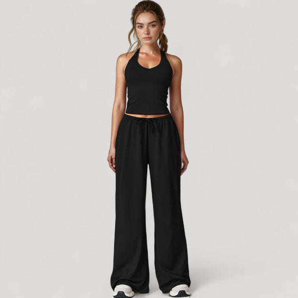 Anna Kaci Anna-Kaci Active Women's Wide Leg Lounge Pants With Drawstring Waist And Relaxed Fit For All-Day Comfort