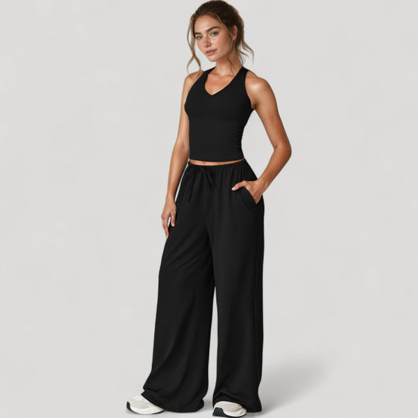 Anna Kaci Anna-Kaci Active Women's Wide Leg Lounge Pants With Drawstring Waist And Relaxed Fit For All-Day Comfort