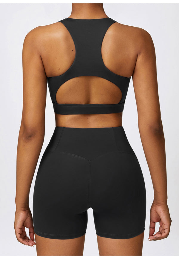 Anna Kaci Back Cutout Racerback Sports Bra
