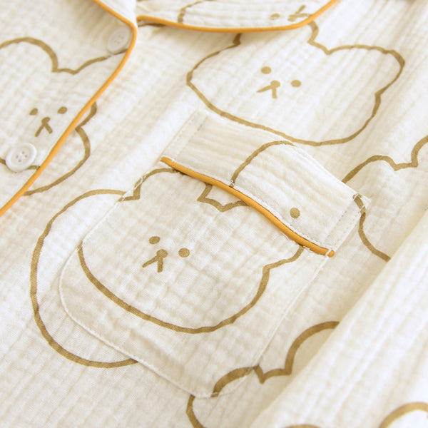 Anna Kaci Bear Pattern Textured Pajama Coordinates