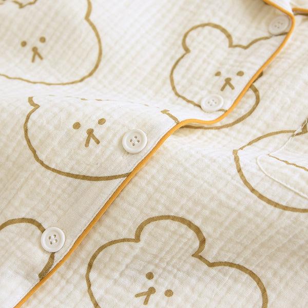 Anna Kaci Bear Pattern Textured Pajama Coordinates