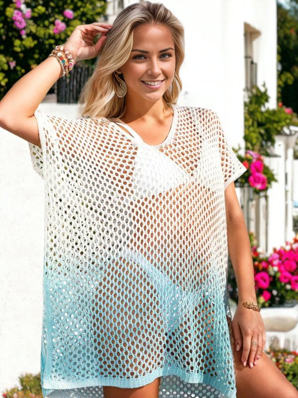 anna kaci Bikini Ombre Mesh Crochet Cover Up Beach