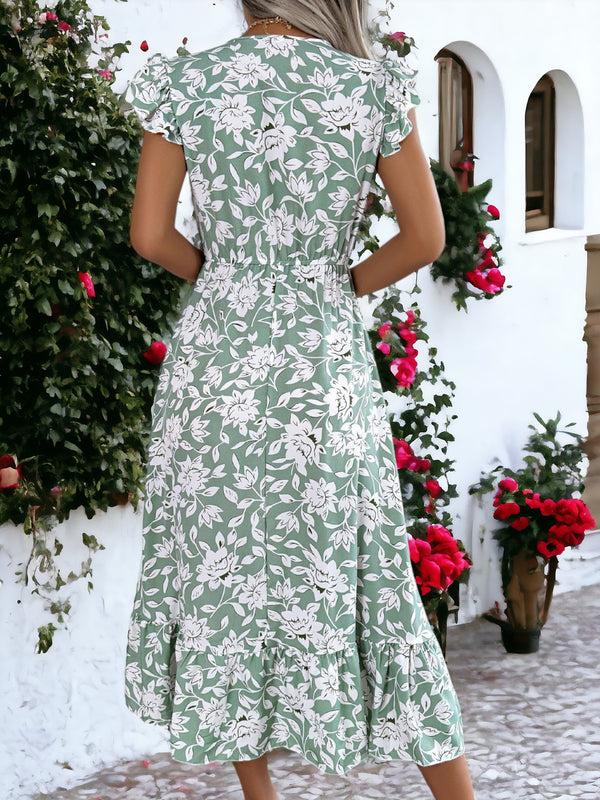 Anna Kaci Boho Floral Chiffon Maxi Dress