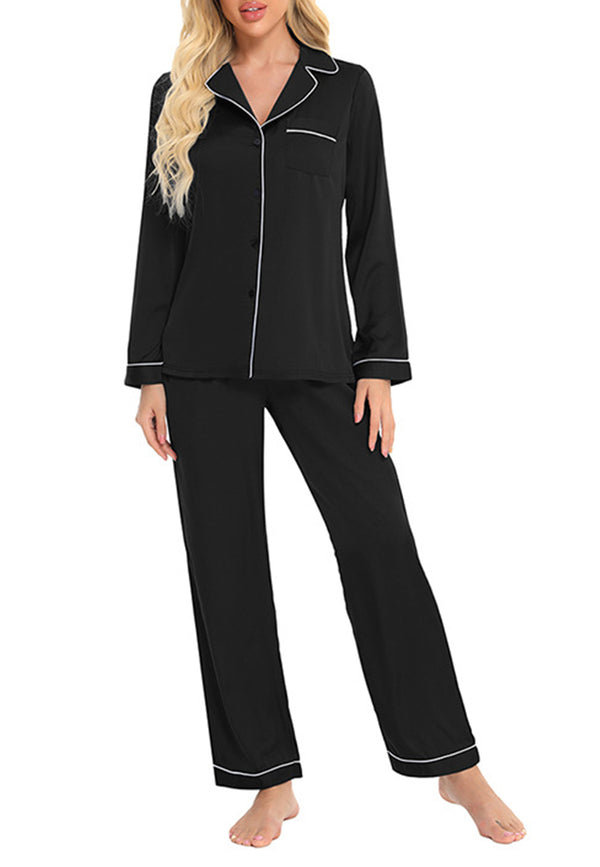 Anna Kaci Classic Button Down And Pajama Set