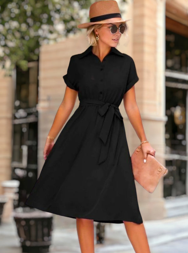Anna Kaci Classic Half Button Collared Dress