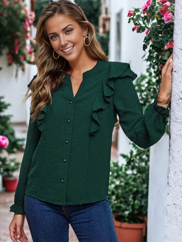 Anna Kaci Clip Dot Ruffle Blouse