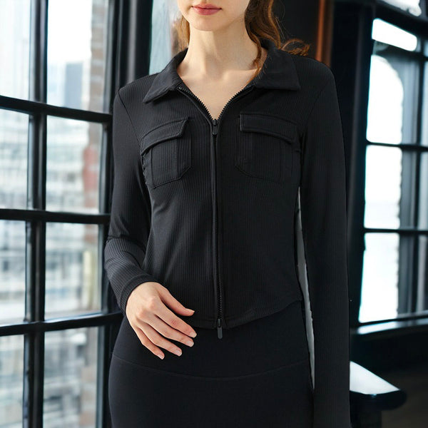 anna kaci Collared Chest Pocket Knit Jacket