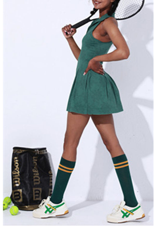 Anna Kaci Collared Pleated Mini Exercise Dress