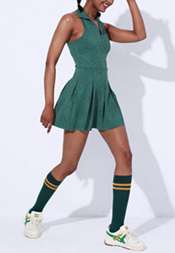 Anna Kaci Collared Pleated Mini Exercise Dress