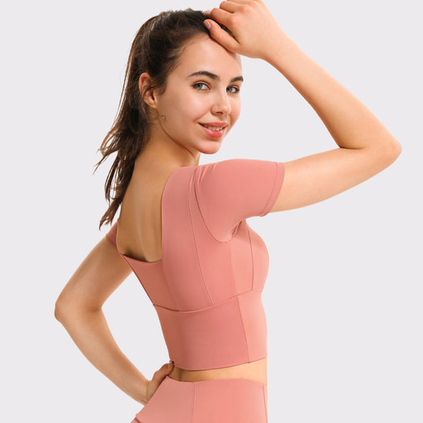 Anna Kaci Contouring Square Neck Cropped Top