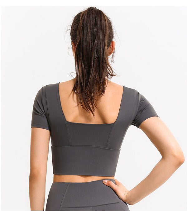 anna kaci Contouring Square Neck Cropped Top