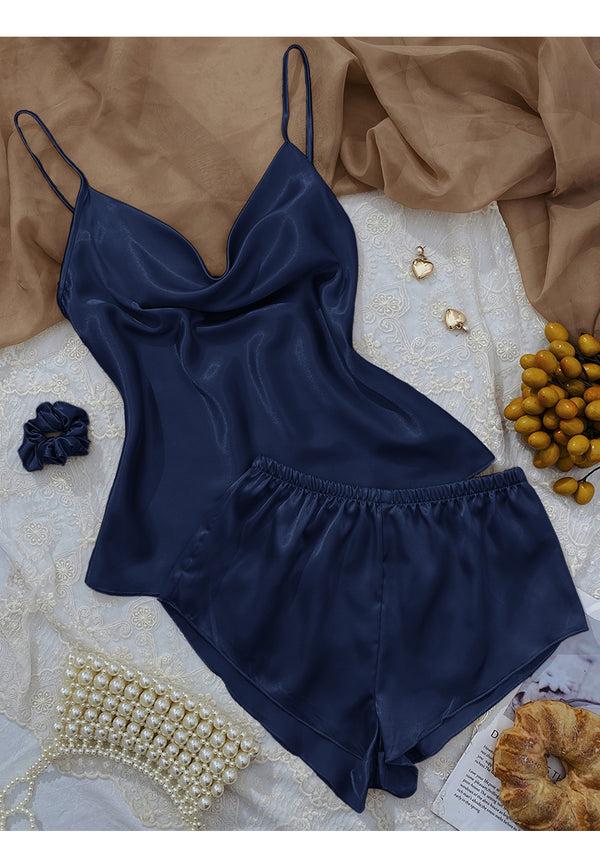 Anna Kaci Cowl Tank And Shorts Lounge Set