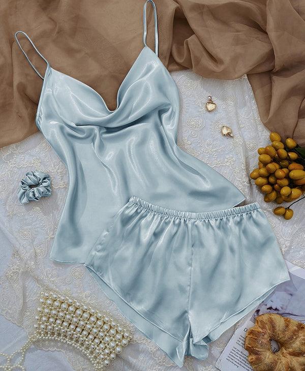 anna kaci Cowl Tank and Shorts Lounge Set