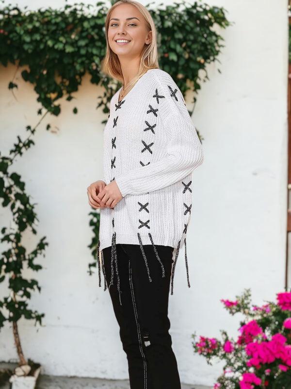 Anna Kaci Criss-Cross Soft Tunic Sweater
