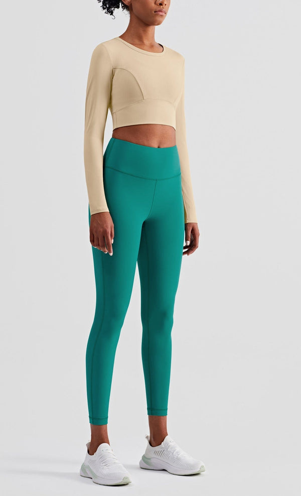 Anna Kaci Cropped Contouring Long Sleeve Top