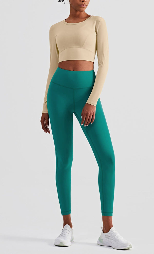 Anna Kaci Cropped Contouring Long Sleeve Top